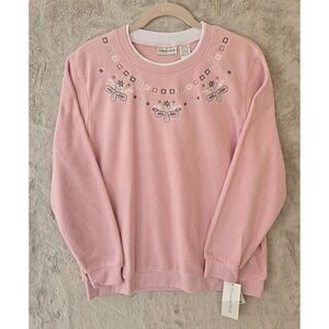 Madison Taylor Womans Crewneck Sweatshirt with Detail Pink Spring Sz XL